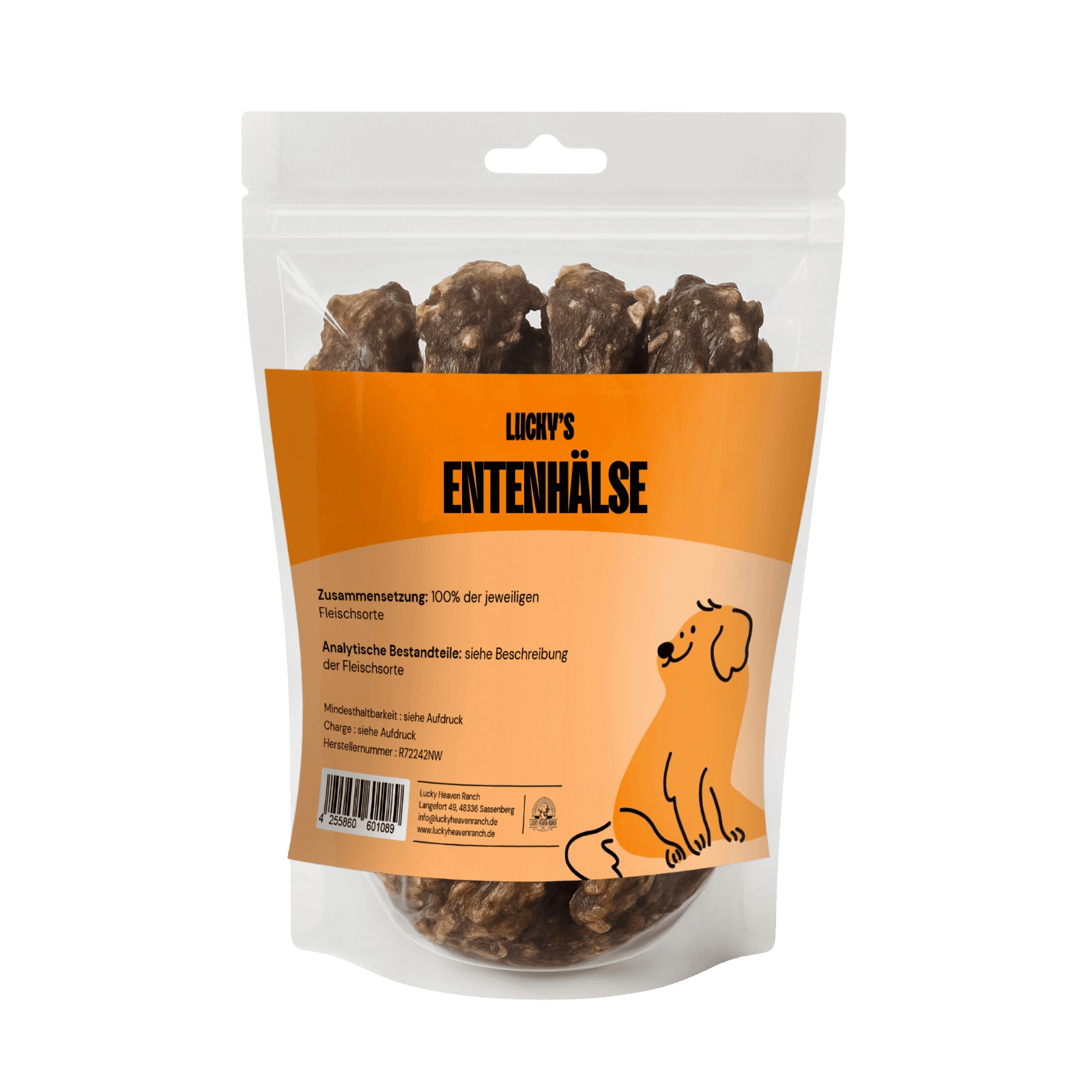 Original verpackte Entenhals für Hunde