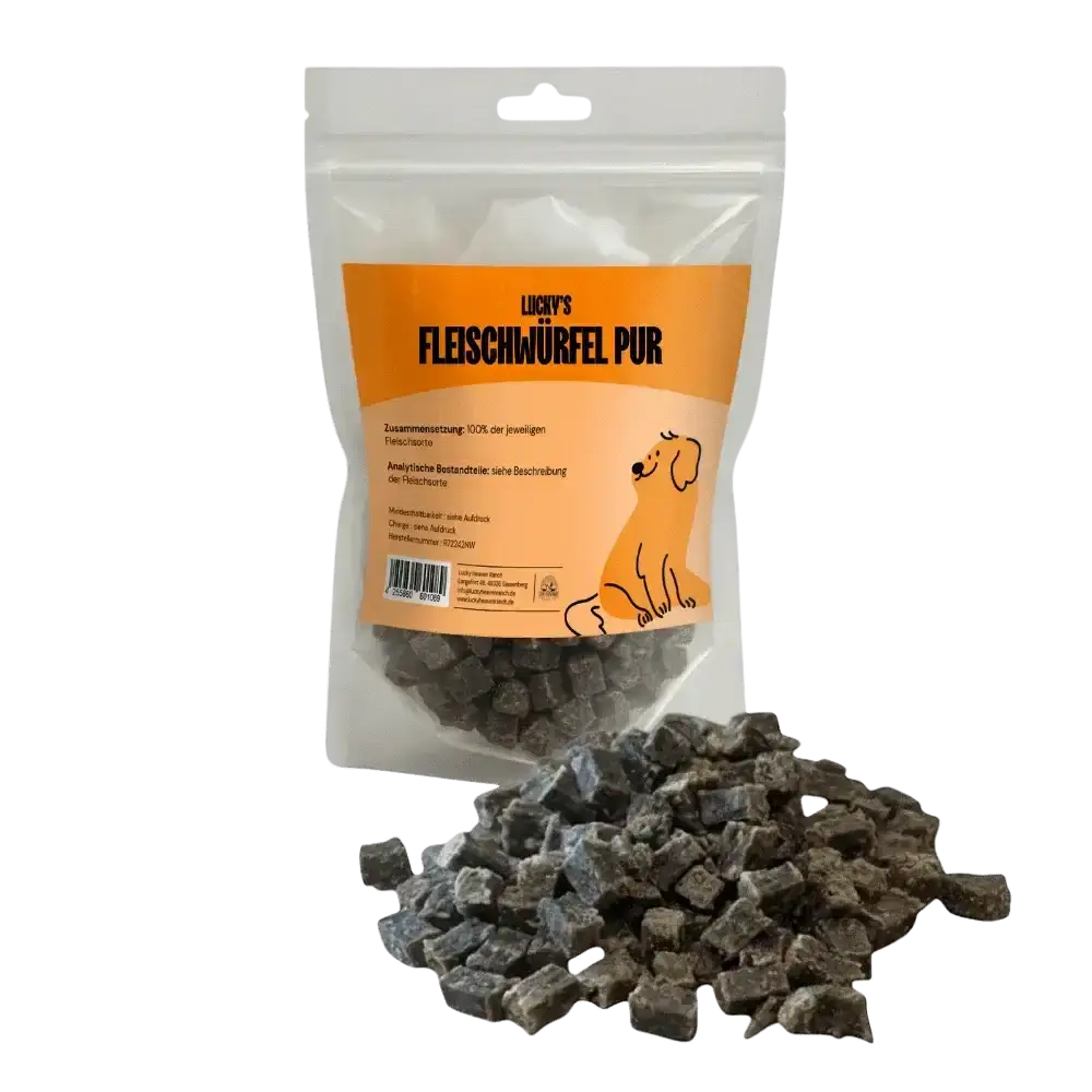 Fleischwürfel Pur Hirsch mit Originalverpackung – hochwertiger Snack für Hunde