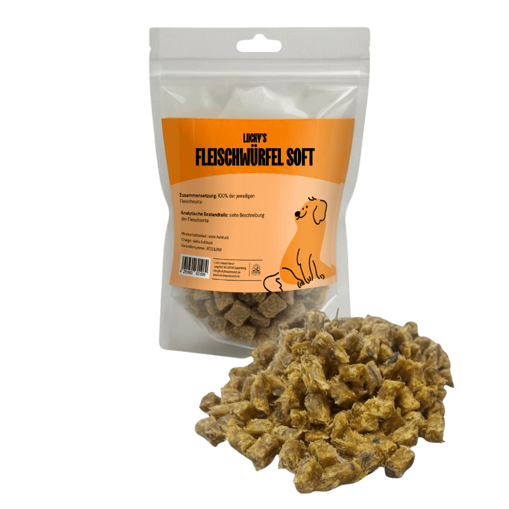 Fleischwürfel Soft Huhn mit Originalverpackung – weicher Snack für Hunde