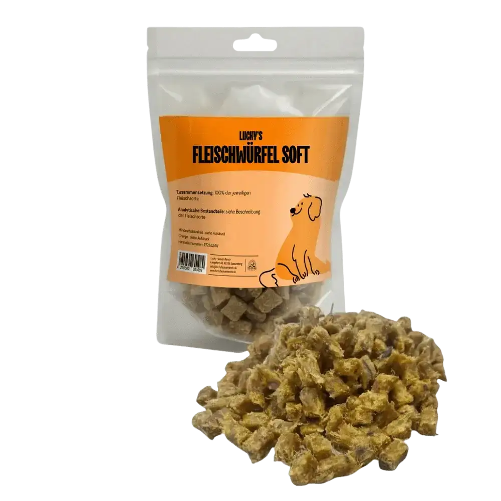 Fleischwürfel Soft Huhn mit Originalverpackung – weicher Snack für Hunde