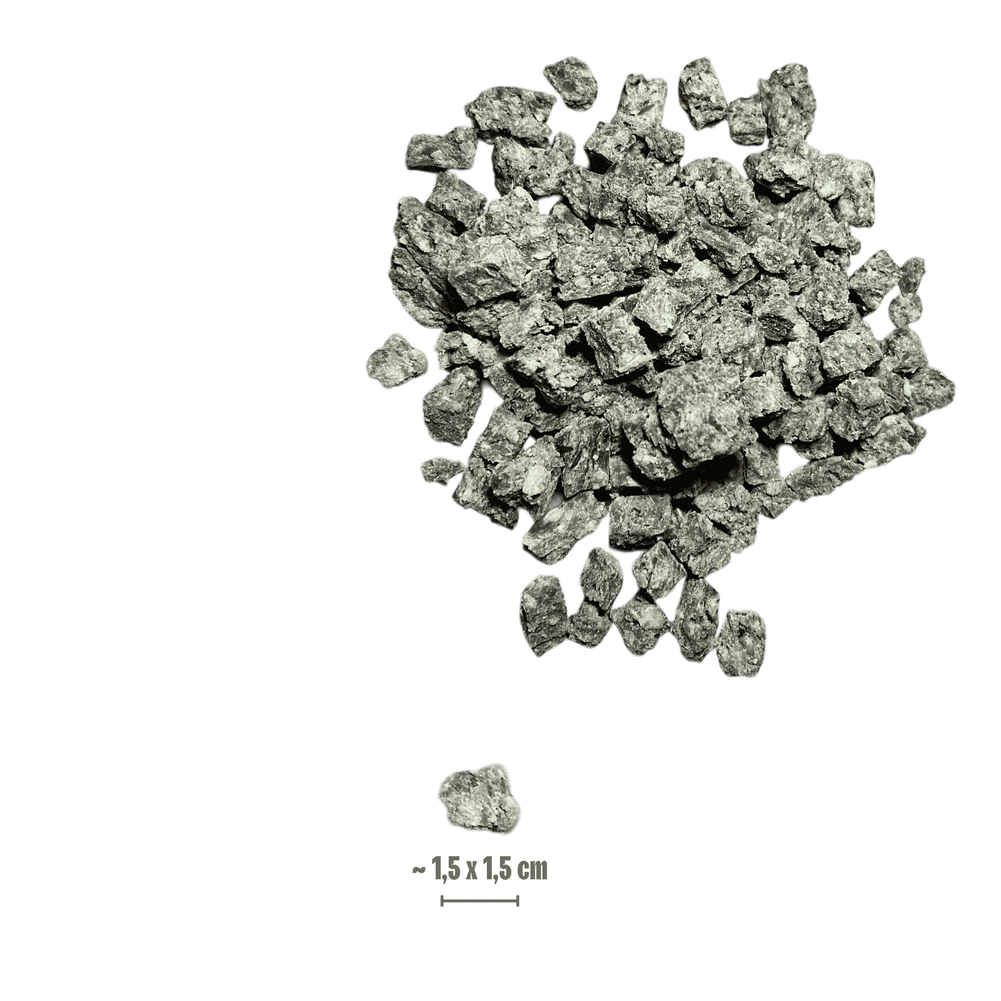 Hühnerfleisch Miniwürfel Hunde-Leckerli mit Größenangabe