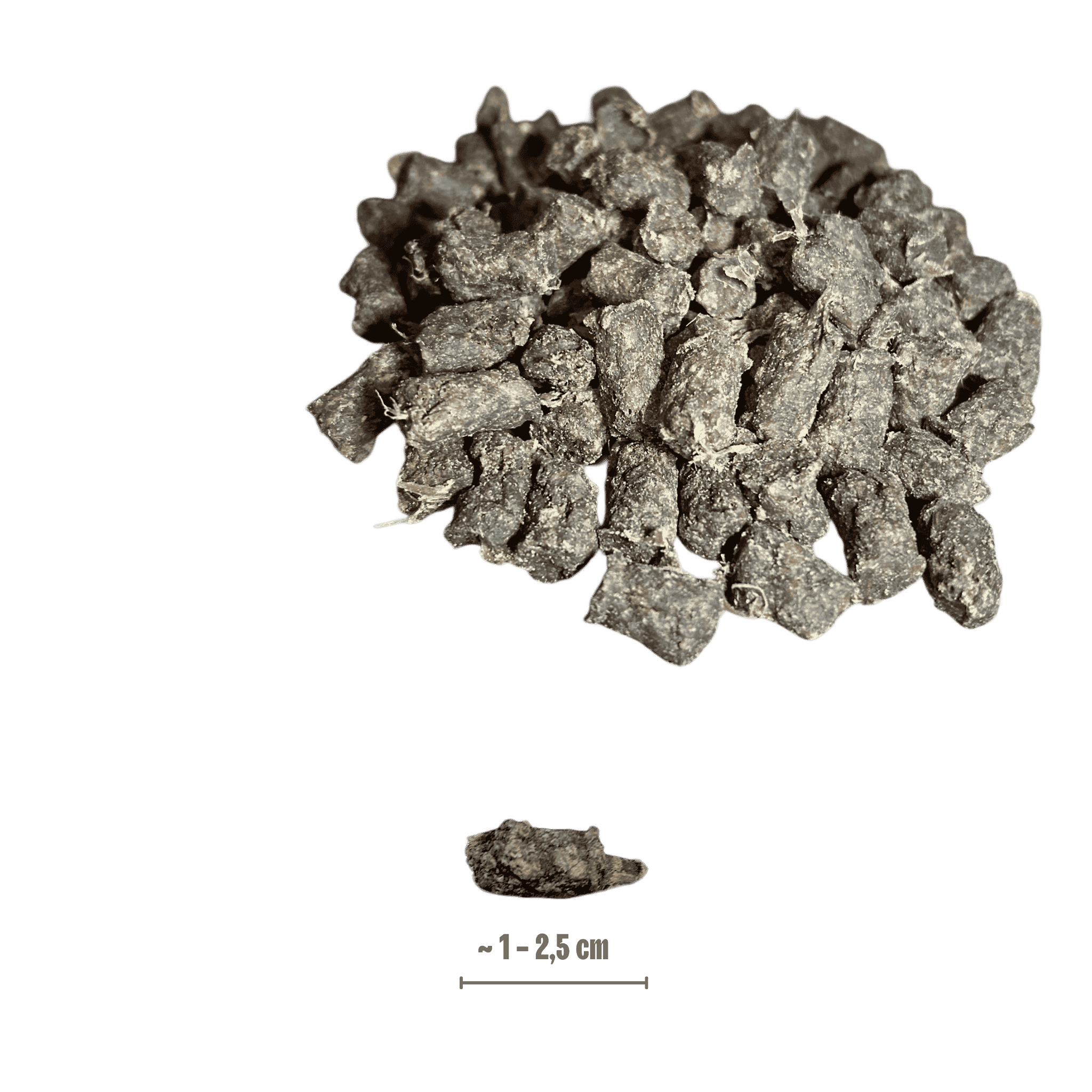 Hirschfleisch Miniwürfel Hunde-Leckerli und Produktgröße 