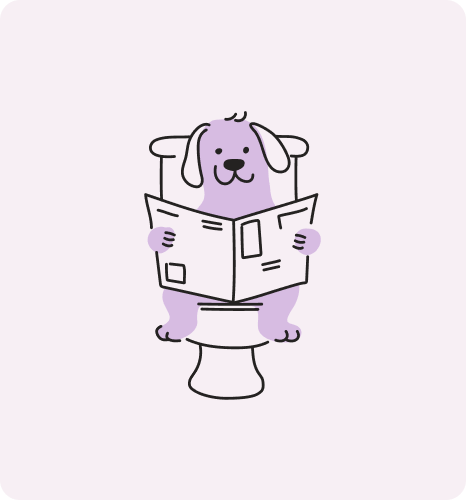 Illustration: Durchfall Hund liest Zeitung auf WC