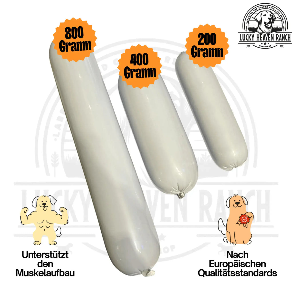 Hundewurst 800 Gramm Hundewurst 400 Gramm Hundewurst 200 Gramm verschiedene größen Nach EU QualitätsstandardsUnterstützt den Muskelaufbau 