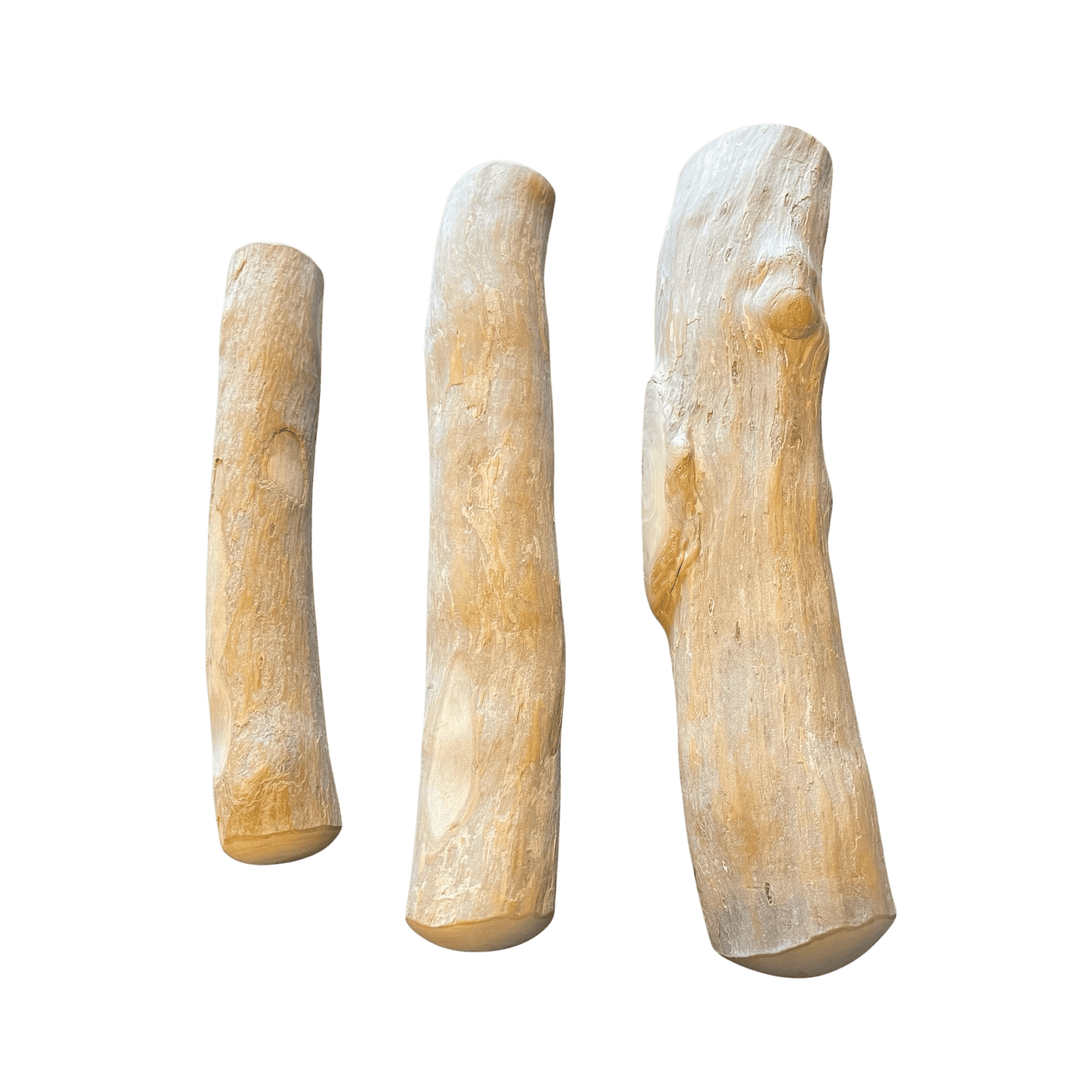 Kaffeeholz Kaustab S-L aus Kaffeebaumholz in drei Größen, ideal für die Zahnpflege von Hunden, 100% natürlich und vegan.