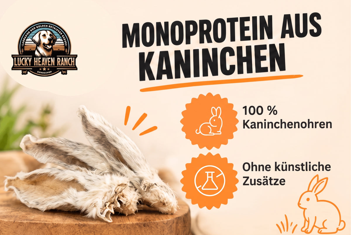 Kanninchenohren mit Fell für Hunde, Monoprotein ohne Zusätze