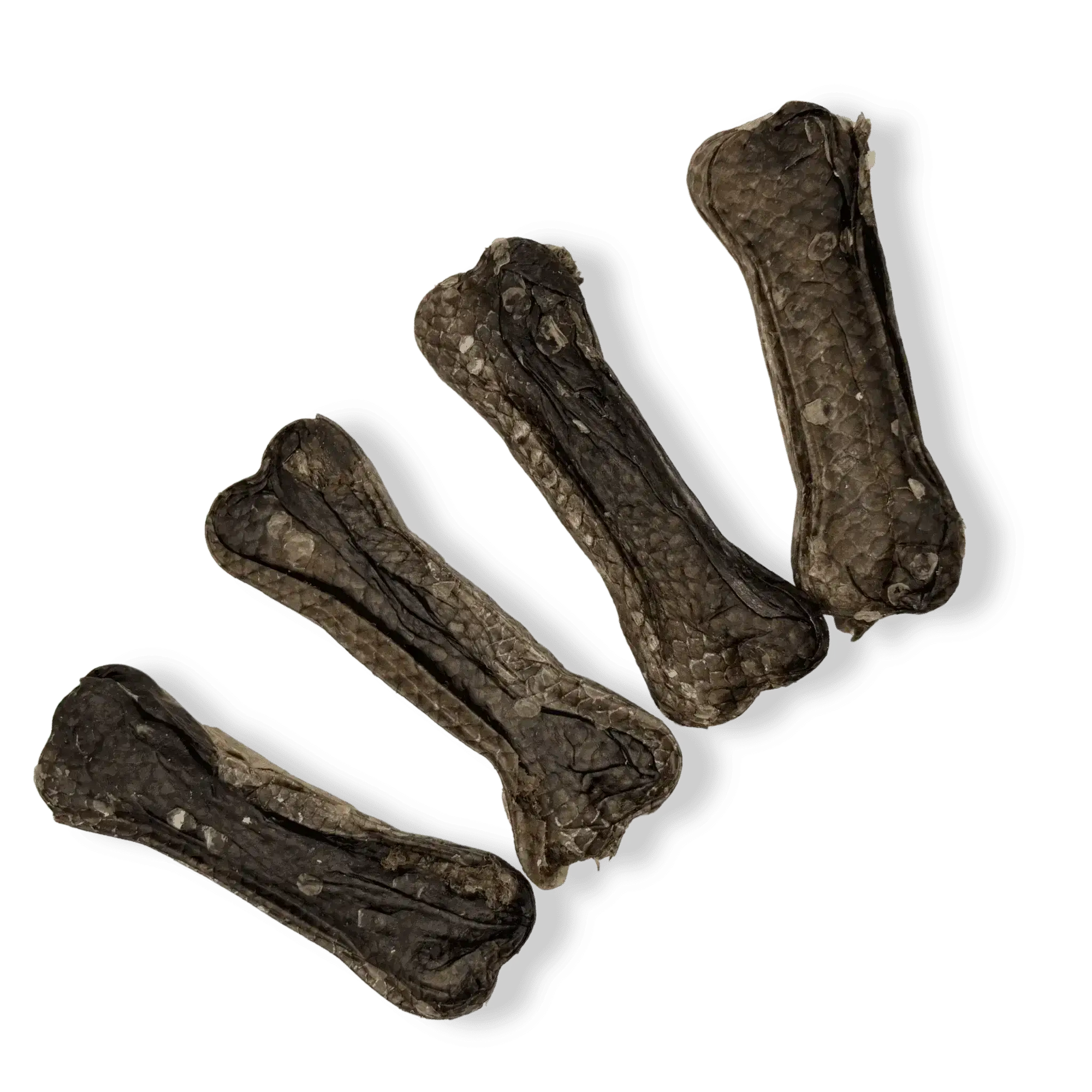 Lachshaut Kauknochen 12 cm für Hunde im Viererpack