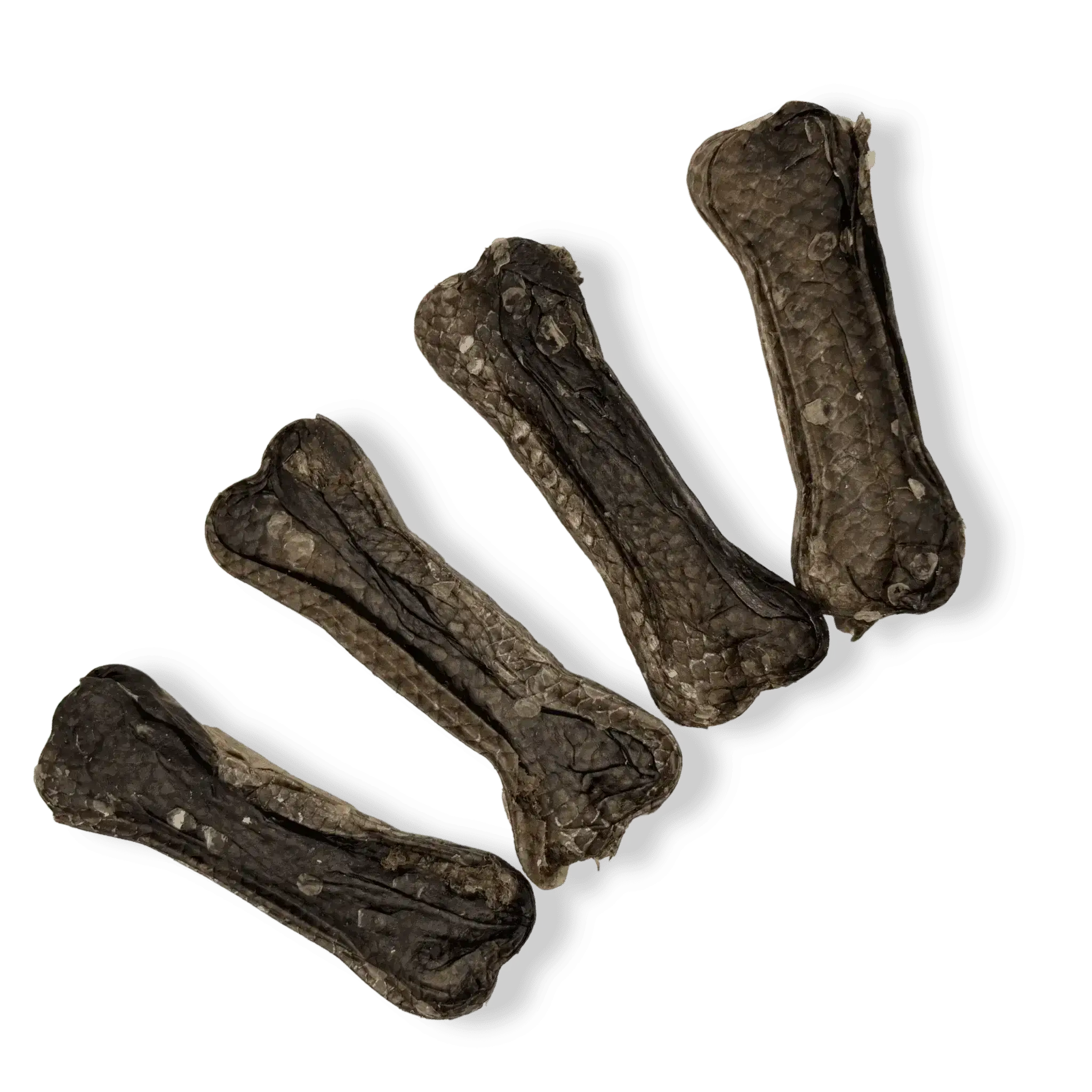 Lachshaut Kauknochen 12 cm für Hunde im Viererpack