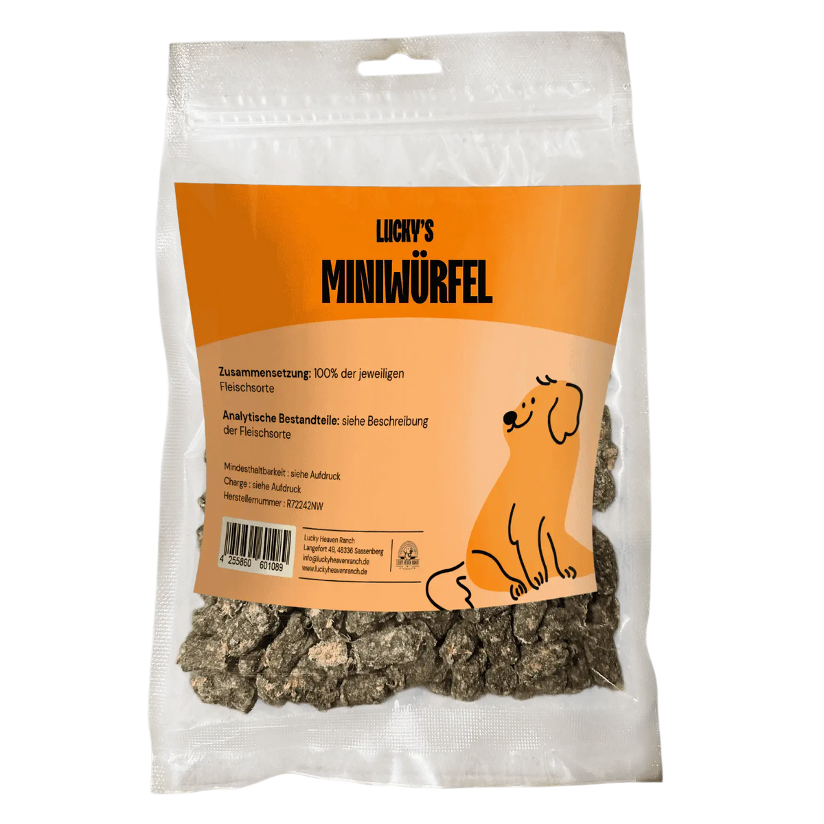 Lammfleisch Miniwürfel Produktverpackung Hunde-Leckerli