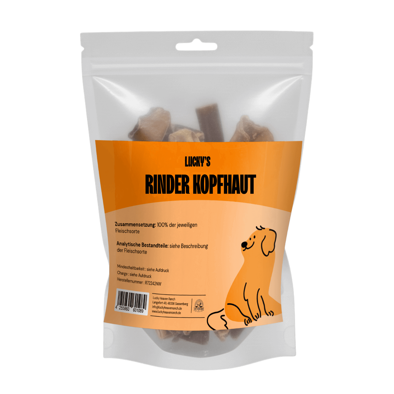 Originalverpackung Rinderkopfhaut – natürlicher Kauartikel für Hunde