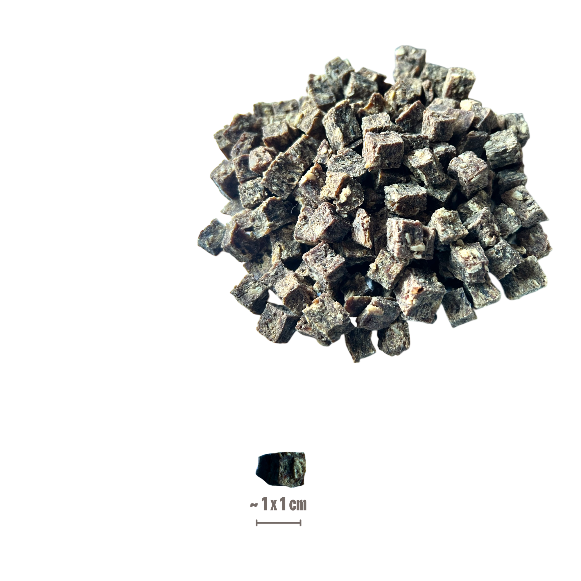 Rindfleisch Miniwürfel mit Größenangabe Hunde Leckerli 