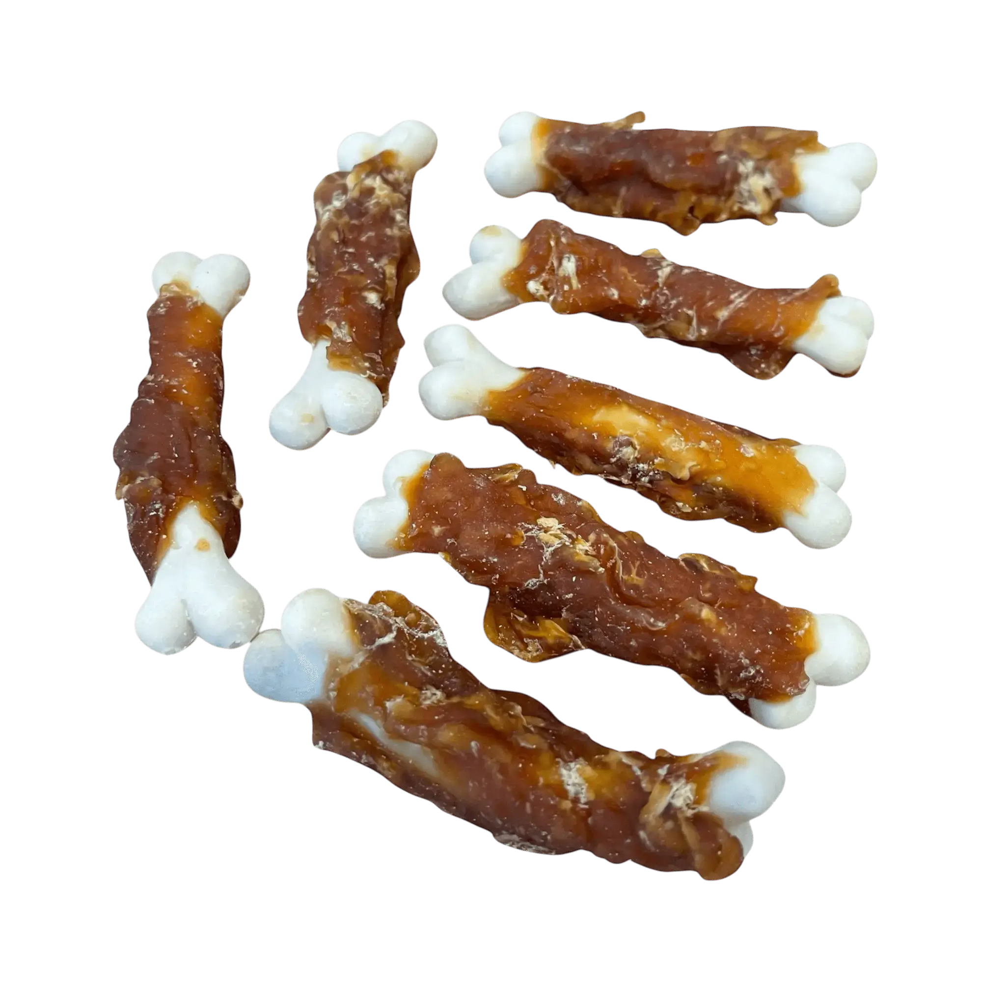 Calciumknochen für Hunde aus Hühnerbruststreifen, reich an Calcium und idealer Kauspaß.
