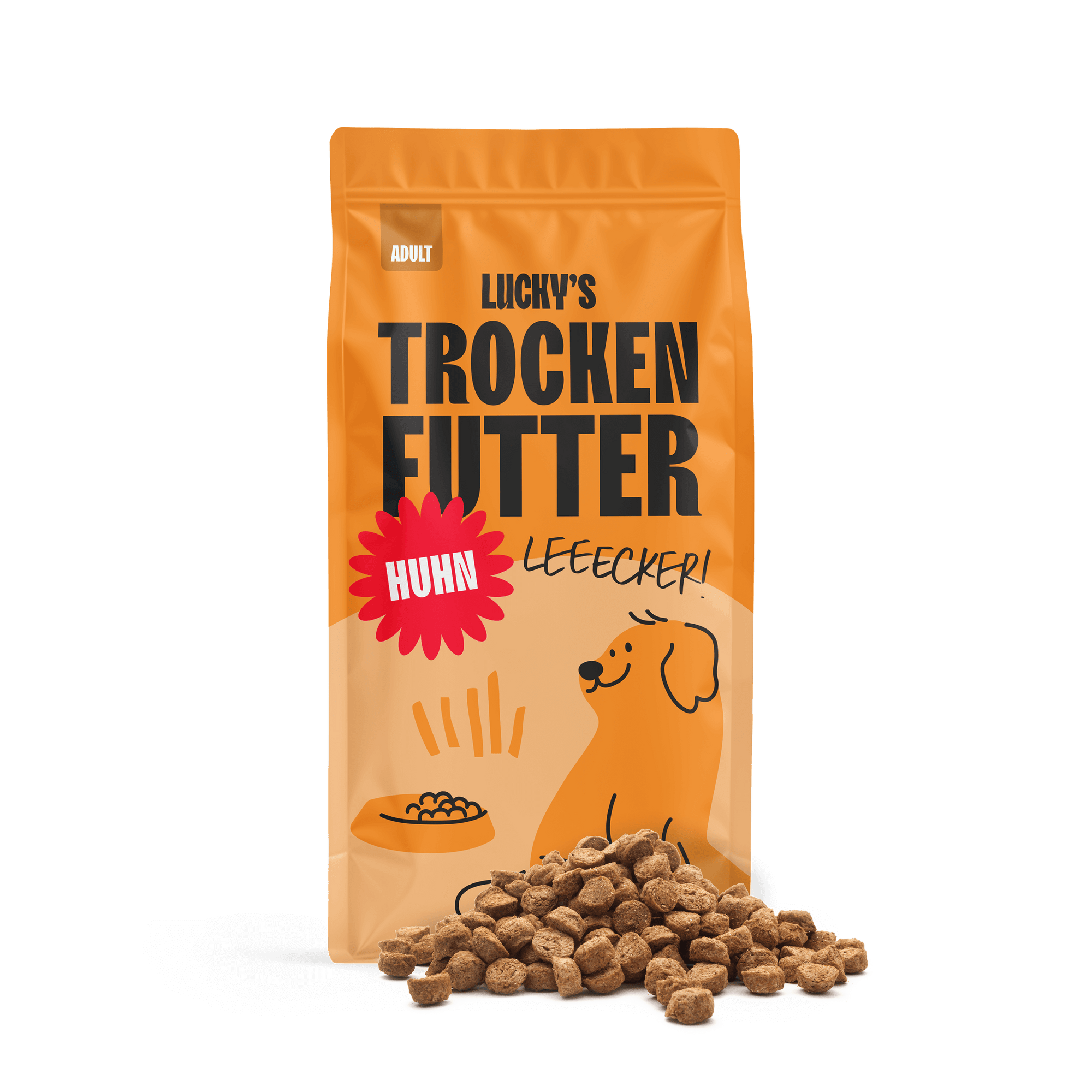 Freilandhuhn mit Ingwer, Granatapfel, Grünkohl, Artischocke & Heidelbeere in einer Packung für Hunde.