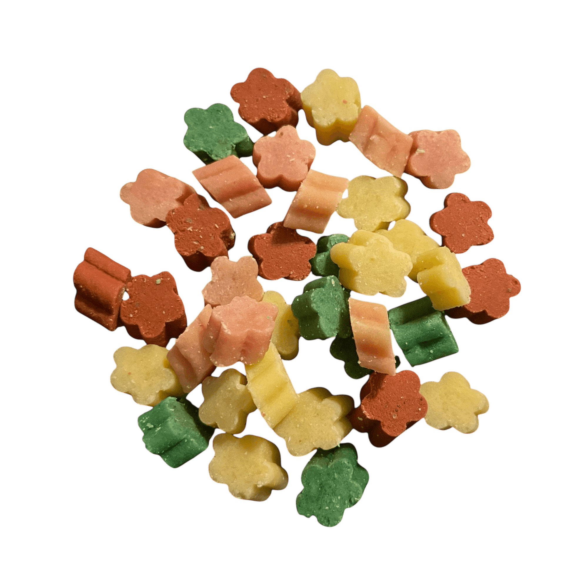 Früchtemixsofties in verschiedenen Farben, fruchtige Leckerli für Hunde, perfekt als Belohnung beim Training.