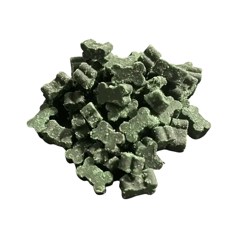 Gemüse-Kartoffelsofties – in Form von kleinen, grünen Knochen.