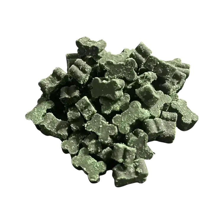 Gemüse-Kartoffelsofties – in Form von kleinen, grünen Knochen.