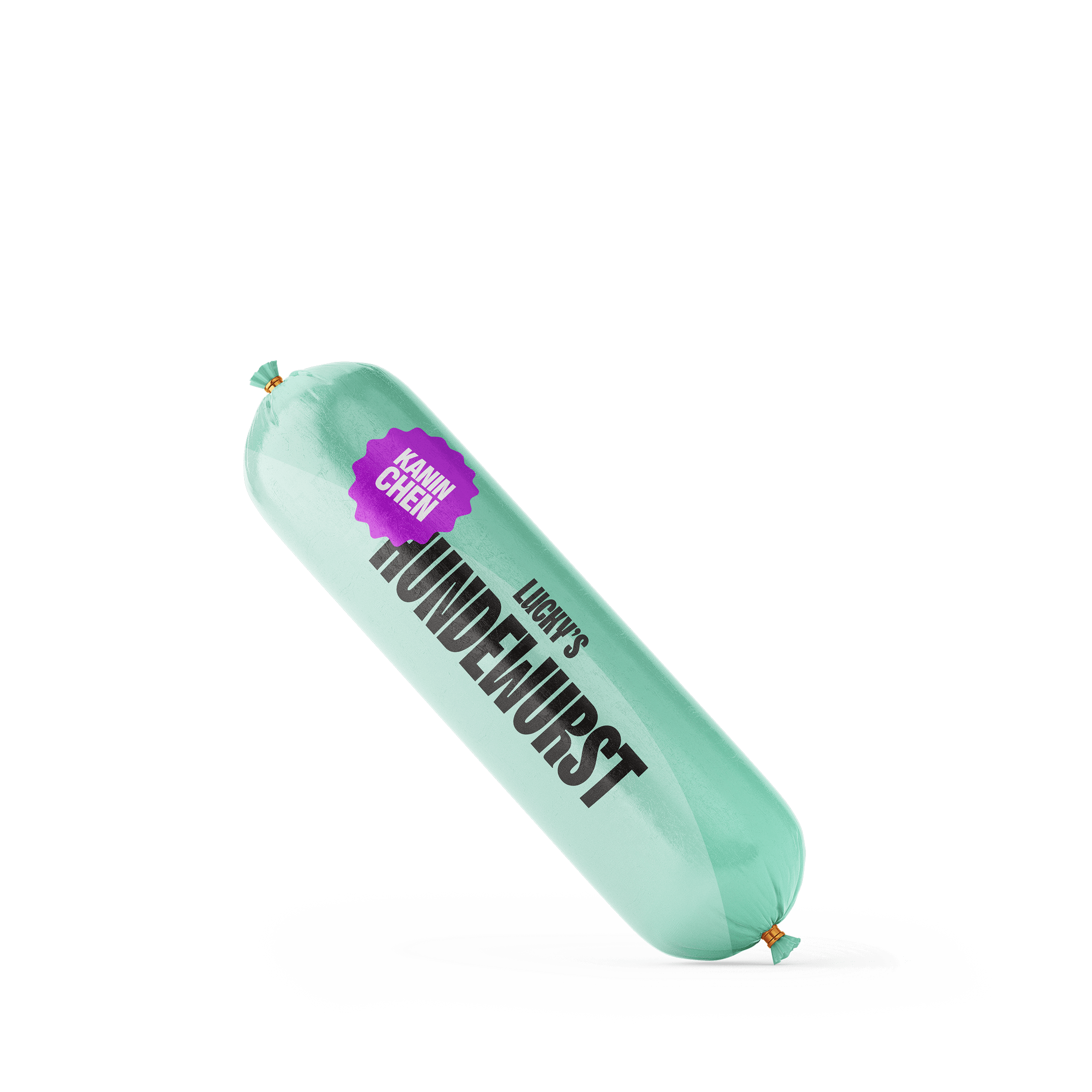 Kaninchenwurst – Schnittfeste Hundewurst aus Muskelfleisch in einem grünen Verpackungslayout.