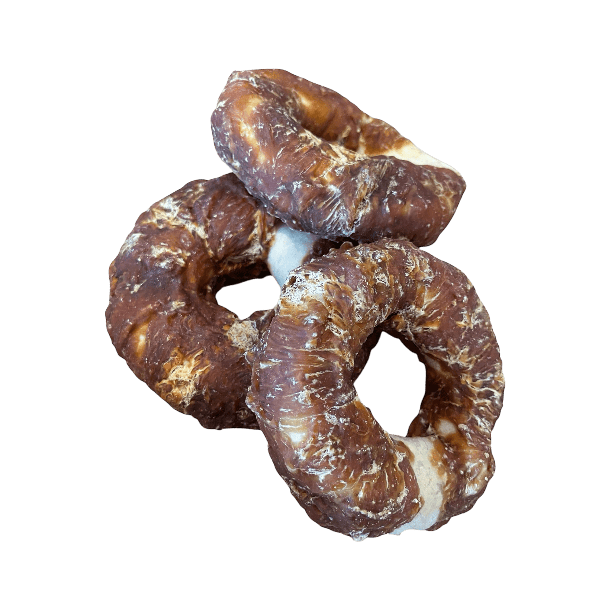 Kauringe mit Hühnerbrust, getrocknete Rinderhaut mit Hühnerbruststreifen für Hunde, leckere Snacks