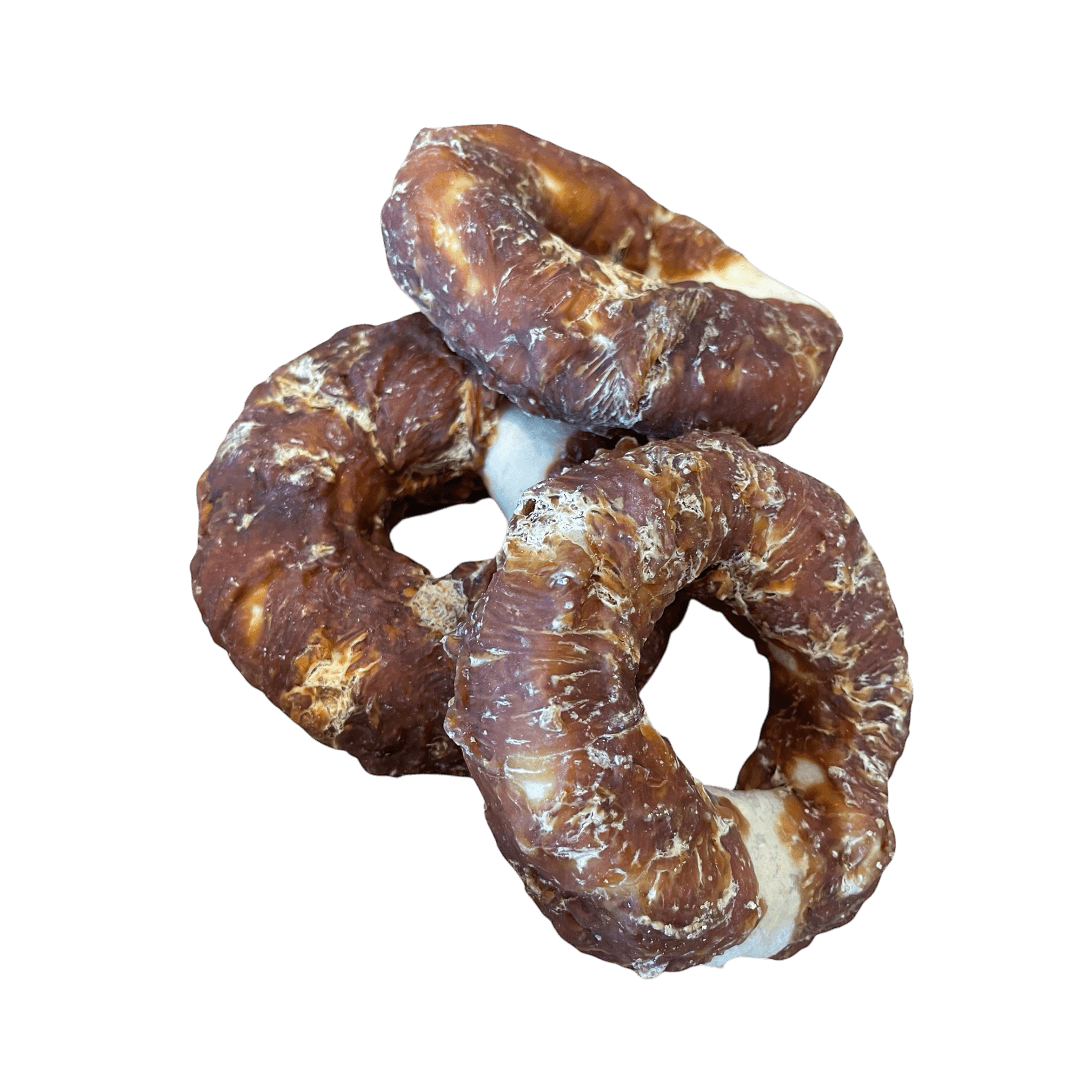 Kauringe mit Hühnerbrust, getrocknete Rinderhaut mit Hühnerbruststreifen für Hunde, leckere Snacks