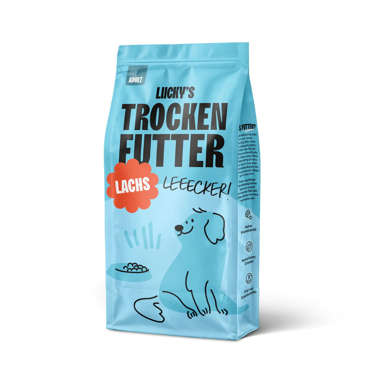 Lachs mit Forelle, Süßkartoffel und Spargel Premium-Hundefutter für Hunde.