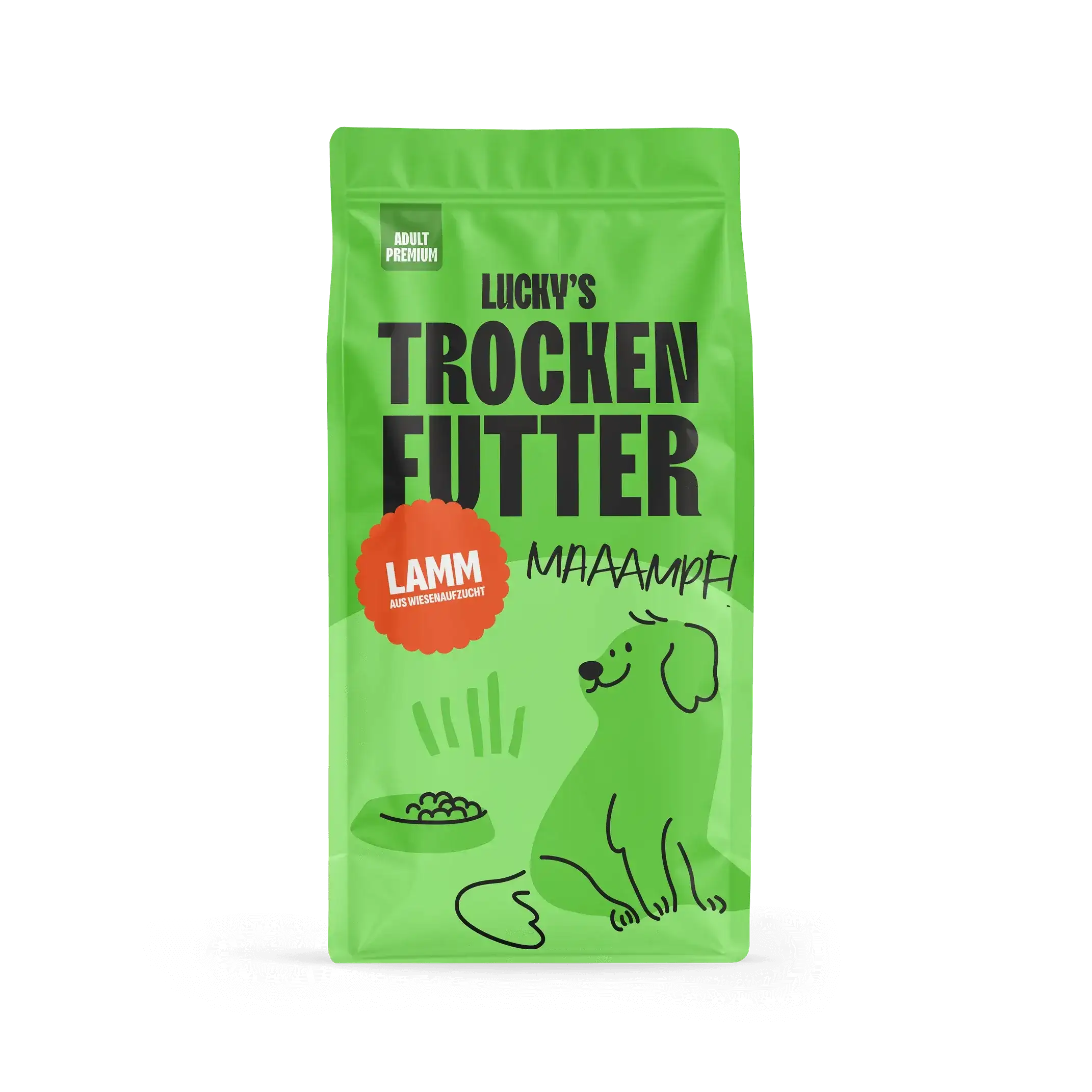 Lamm aus Wiesenaufzucht mit Minze, Granatapfel, Maulbeere, Brokkoli und Fenchel - Trockenfutter für Hunde.