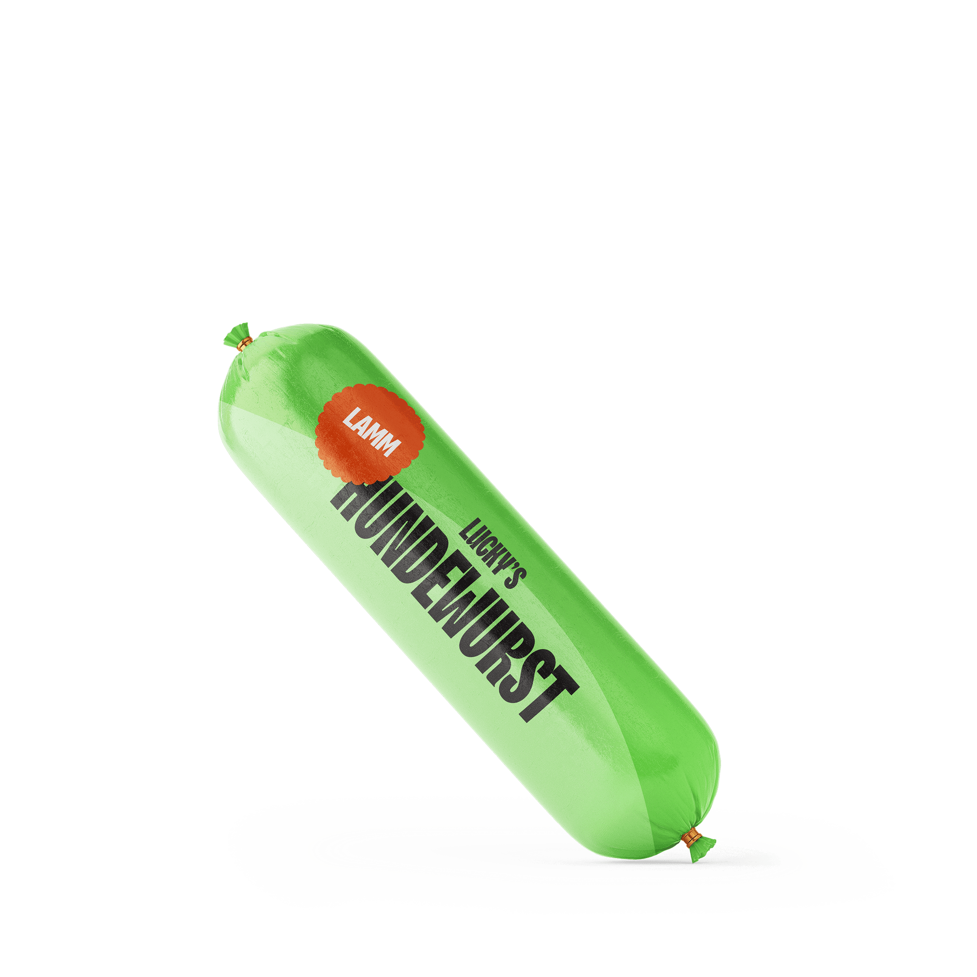 Lammwurst – Schnittfeste Hundewurst aus Muskelfleisch in grüner Verpackung, idealer Kausnack für Hunde.