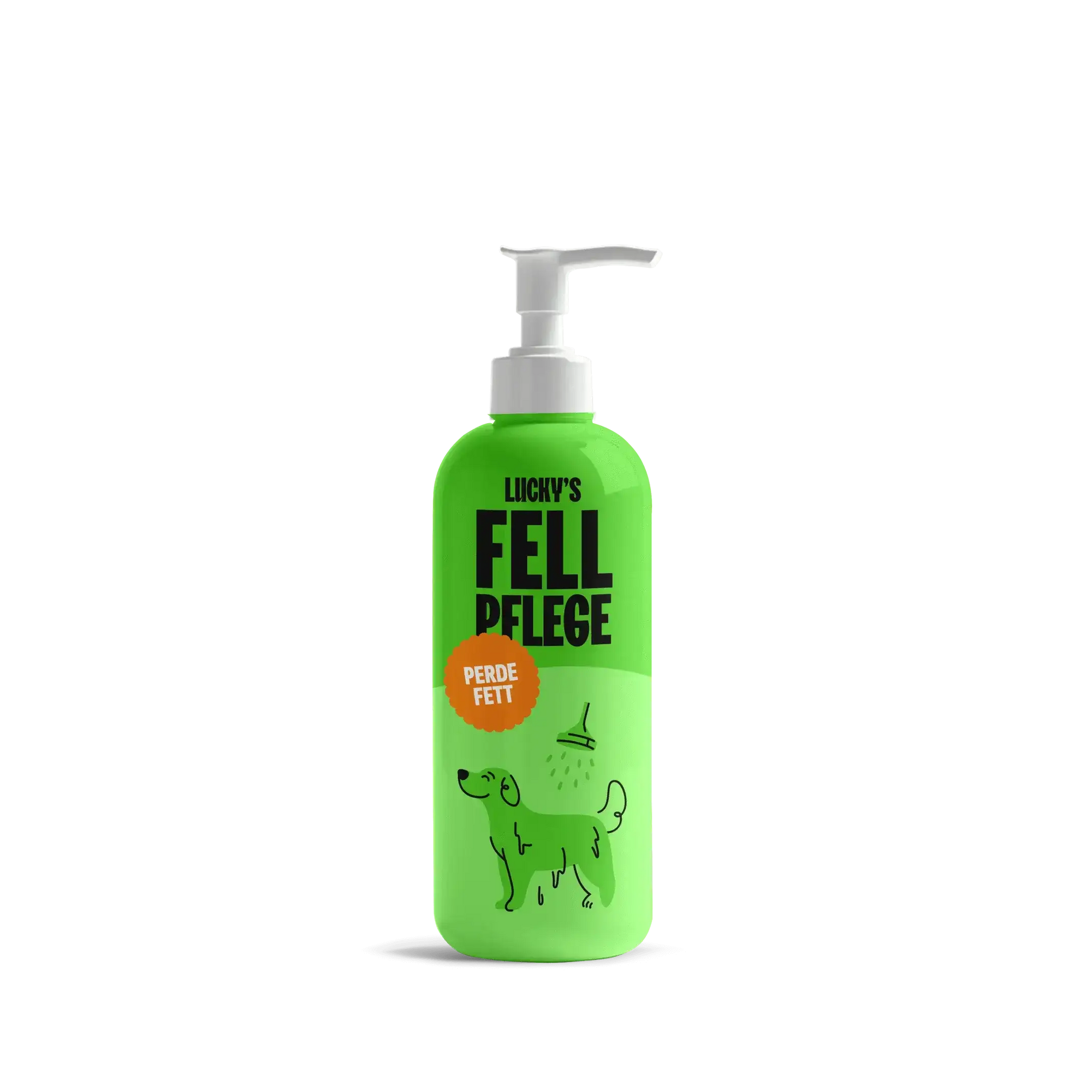 Pferdefett – Nahrungsergänzungsmittel für Hunde in einer grünen Flasche zur Fellpflege.