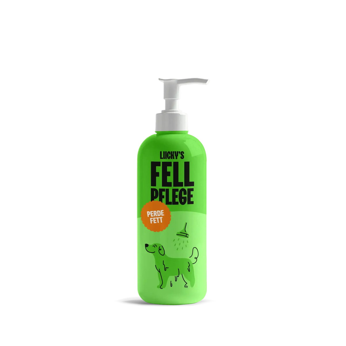 Pferdefett – Nahrungsergänzungsmittel für Hunde in einer grünen Flasche zur Fellpflege.