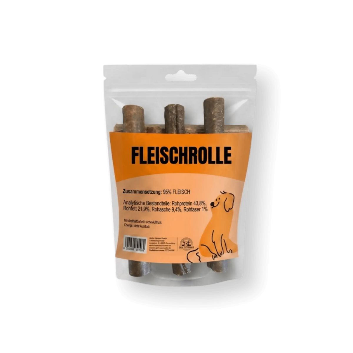 Schollenhautrolle – hochwertiger Kausnack für Hunde in praktischer Verpackung.