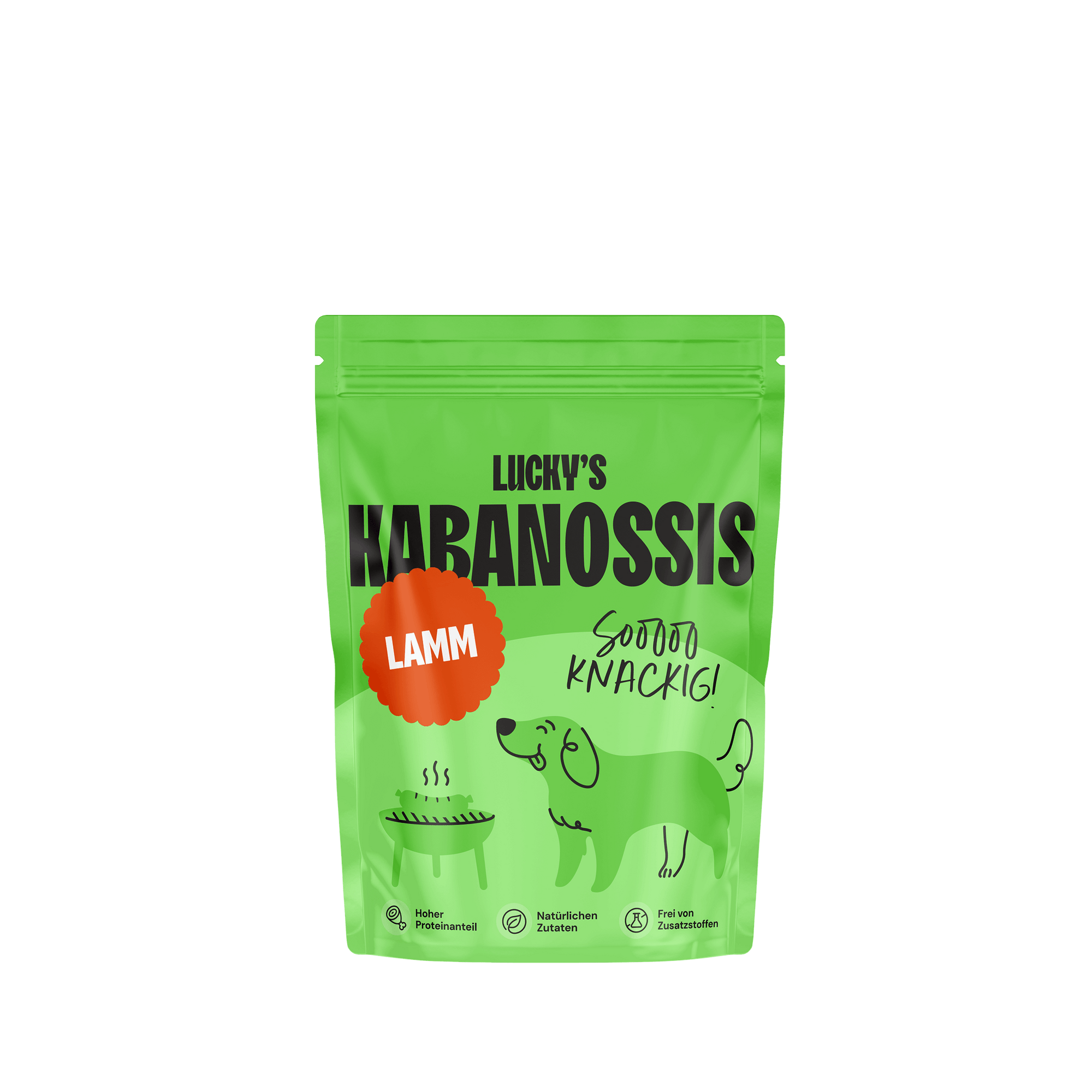Lamm Kabanossi – Leckerli für Hunde Produkt Mockup