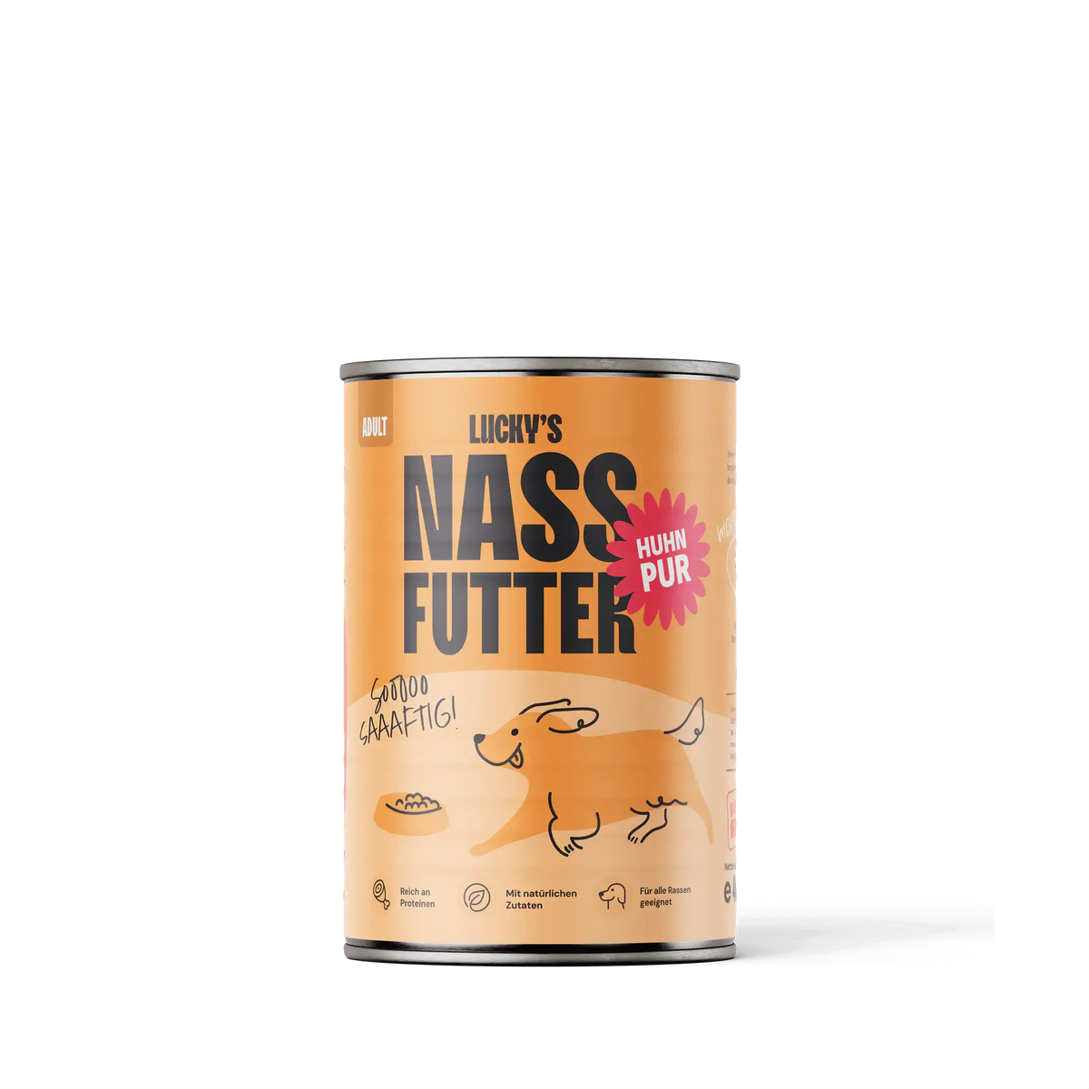 Nassfutter für Hunde Nassfutter Huhn pur – Hochwertiges in einer ansprechenden Dose.