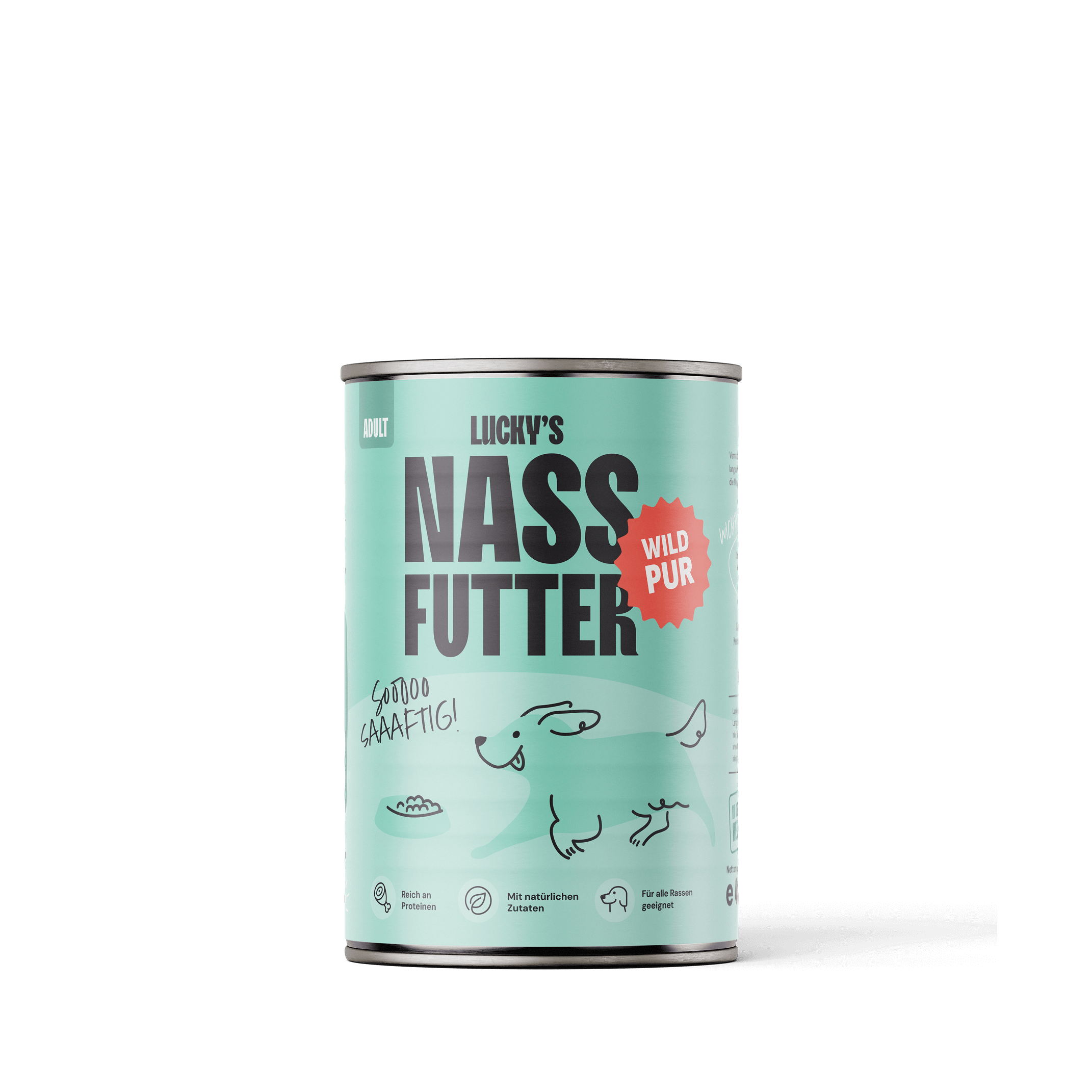 Wild pur – Nassfutter für Hunde in einer Dose mit frischem Wildfleisch für gesunde Ernährung. 400 Gramm/je Dose