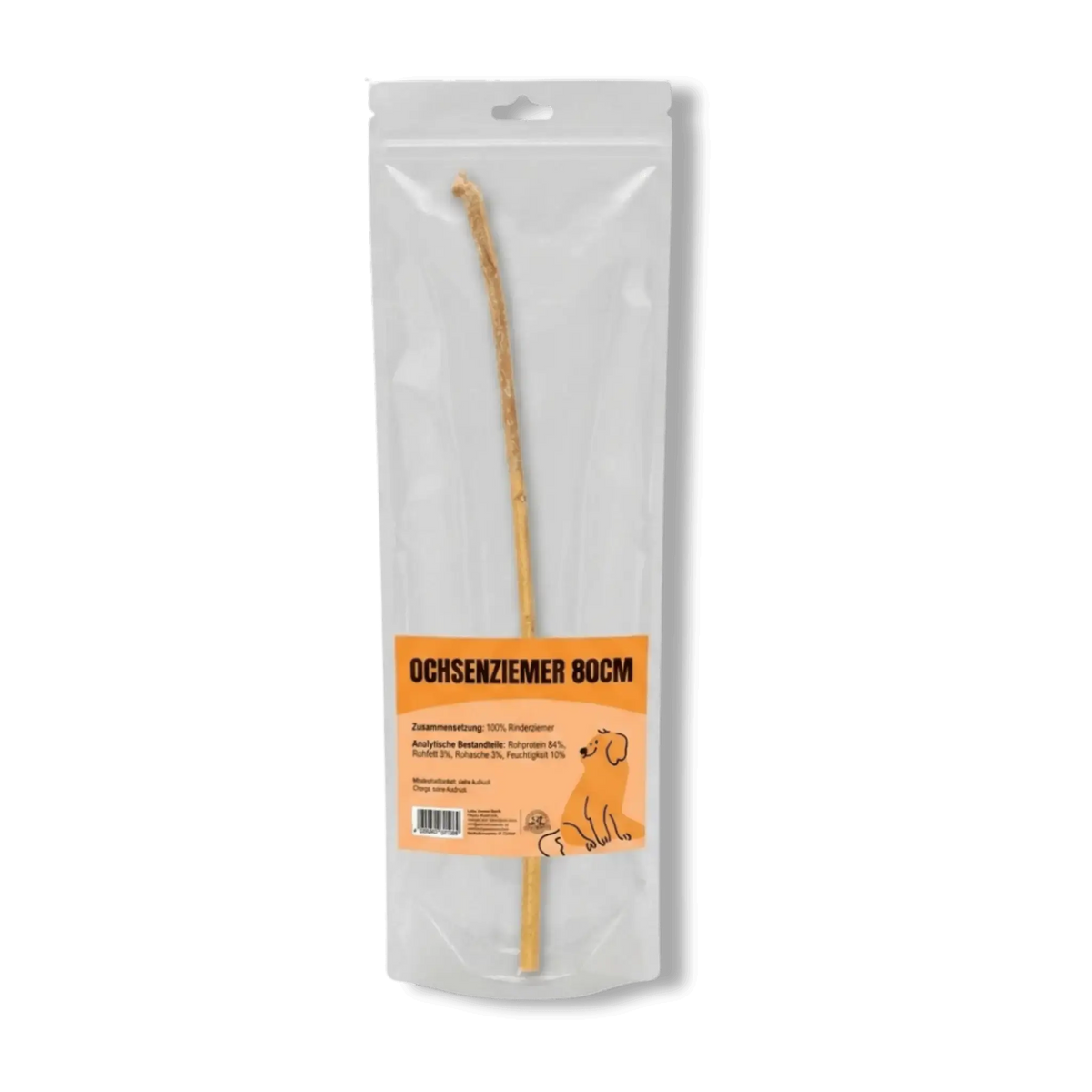  Kauartikel für Hunde Ochsenziemer 80cm mit Verpackung
