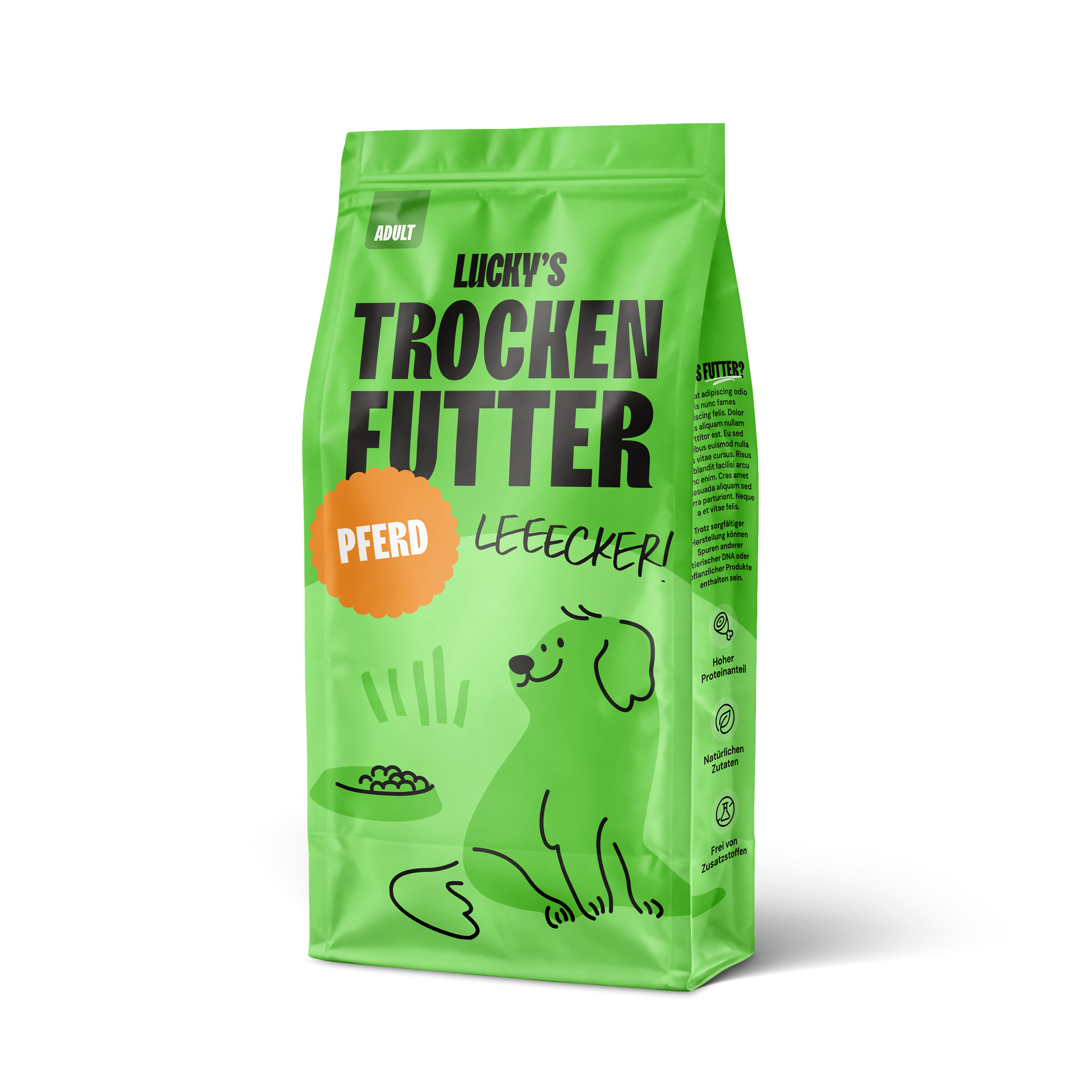 Pferd mit Süßkartoffel und Granatapfel getreidefreies Hundefutter in grüner Verpackung