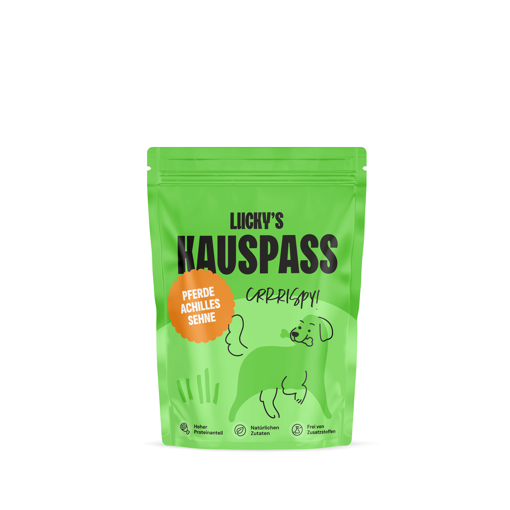 Pferdeachillessehne – Naturkauartikel für Hunde in umweltfreundlicher Verpackung.