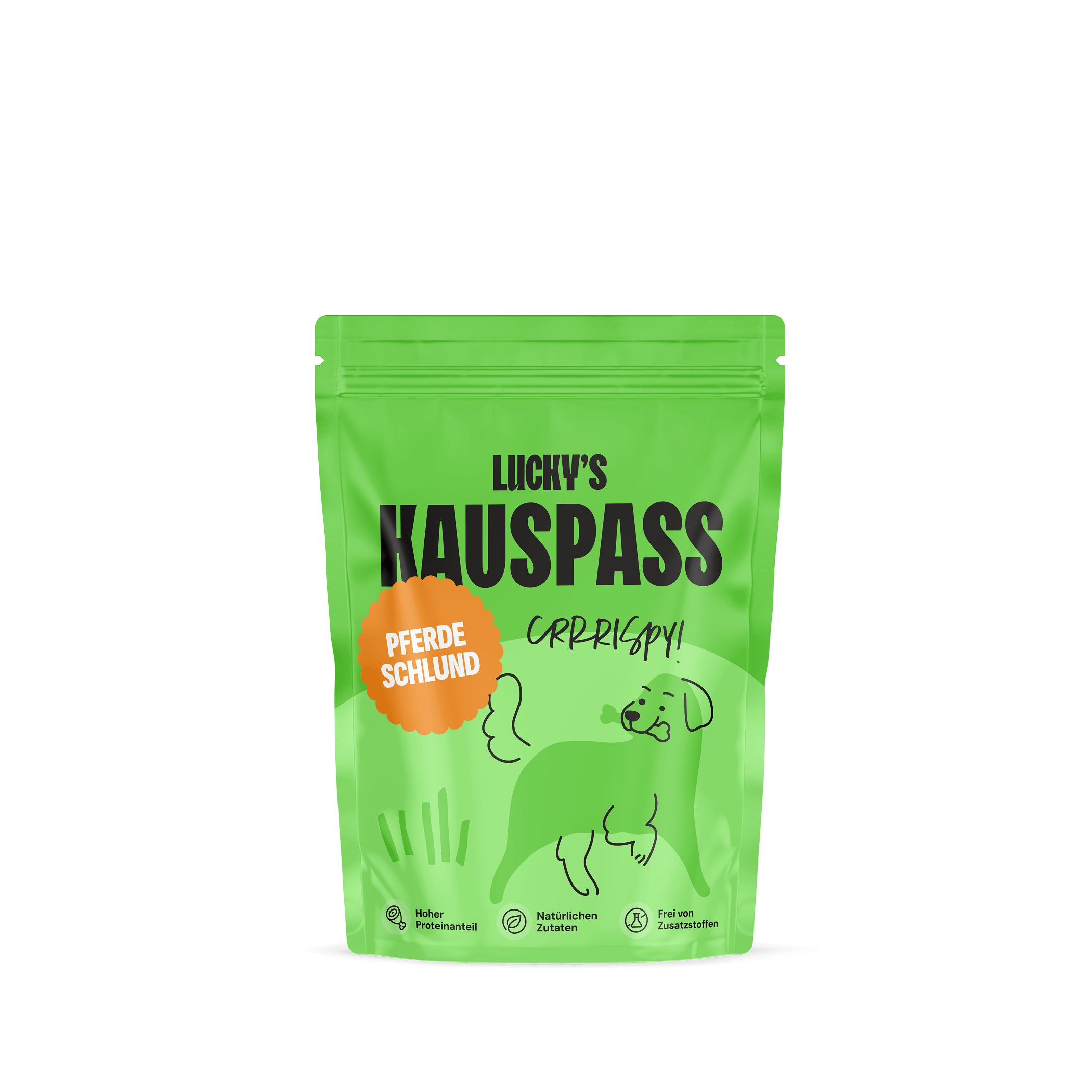 Pferdeschlund – Naturkauartikel für Hunde in einer grünen Verpackung.