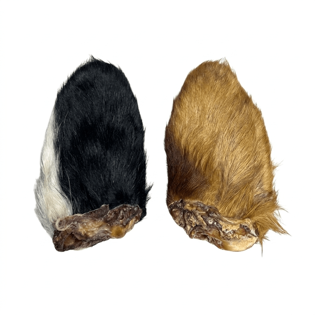 Getrocknetes Rinderohr mit Fell in Größe L, natürlicher und artgerechter Hunde Kauartikel 