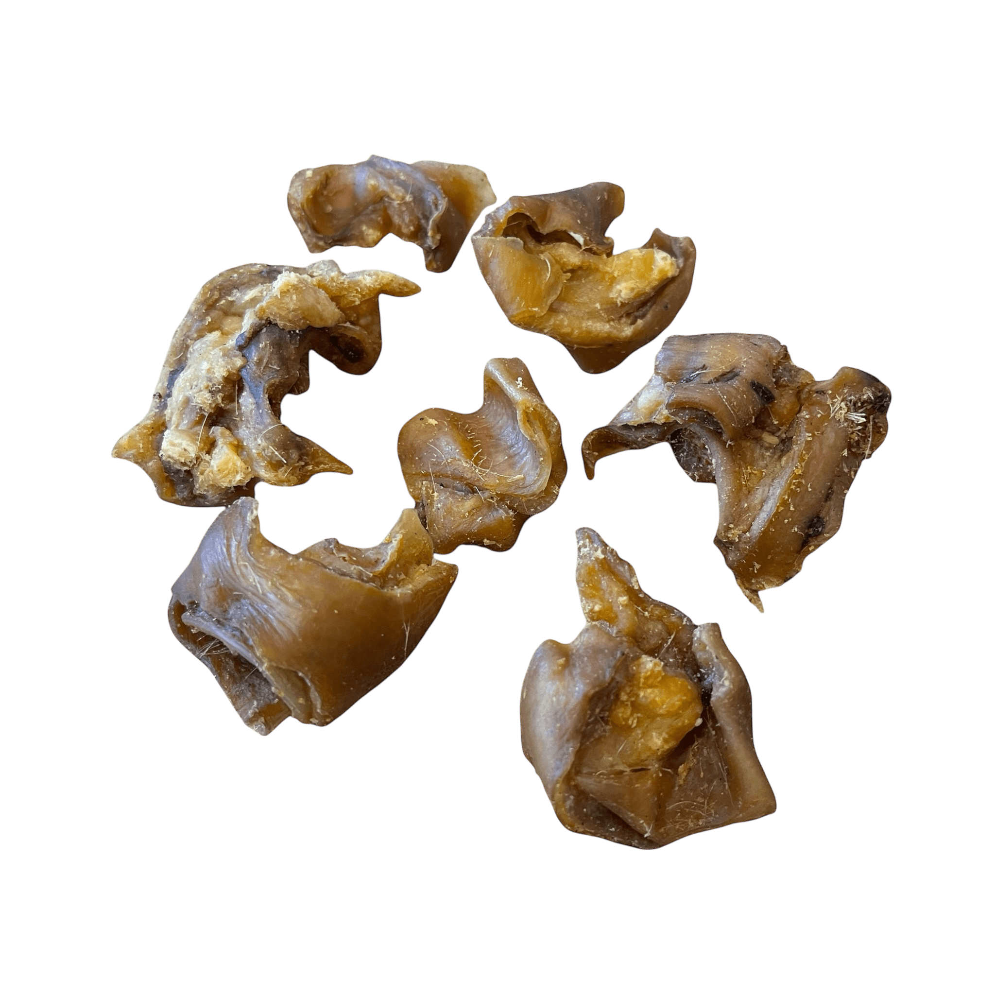 Schweineohr Streifen Chips in verschiedenen Formen, ein natürlicher Kauknochen für Hunde.