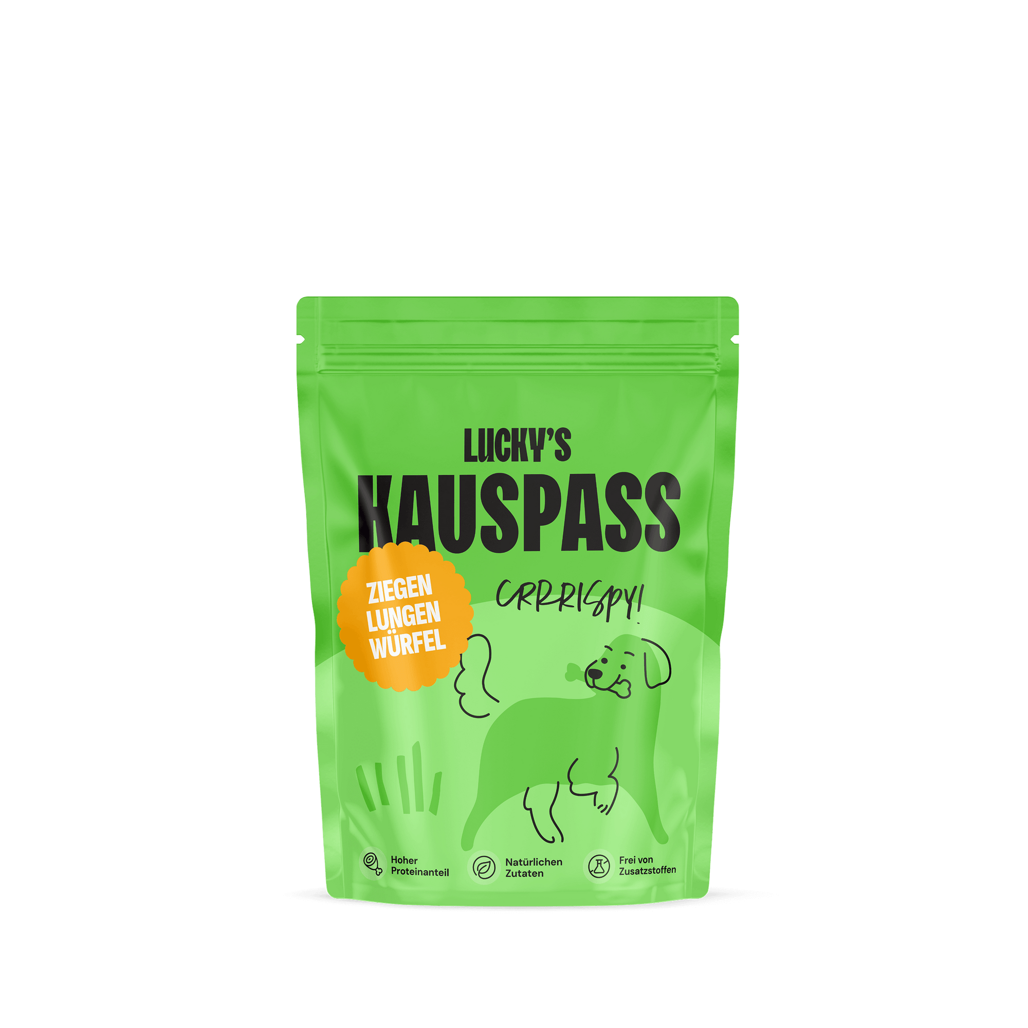 Ziegenlungenwürfel – Leckerli für Hunde in einer grünen Verpackung von Licky's.